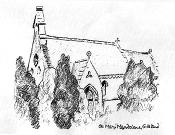 Drawing of St Mary Magdalene's, Gilsland, by Jane Rowland